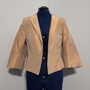 European Designer Peach Pink Silk Taffeta Blazer Size 1
